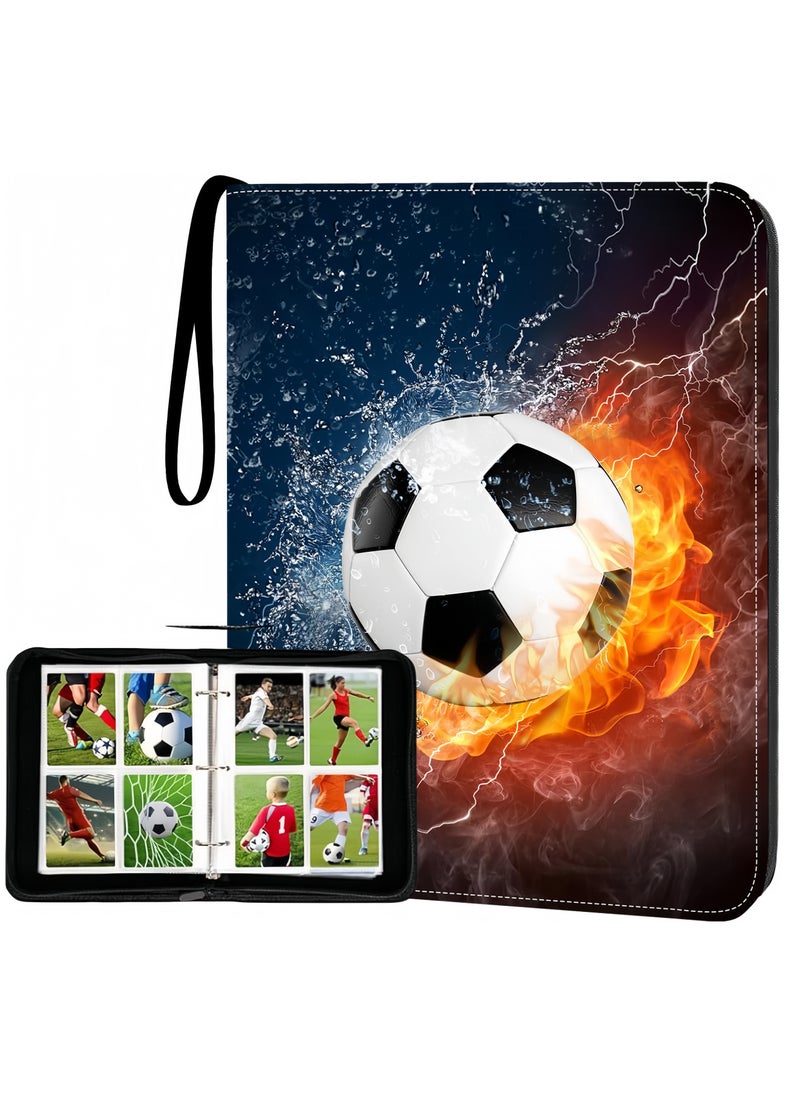 OHAHO Trading Card Binder with Sleeve 400 Pockets Soccer Card Binder Sports Cards Storage Organizer for Football Baseball or Game Trading Cards with 50 Removable Sleeves Cards Collector Album  - Image 1