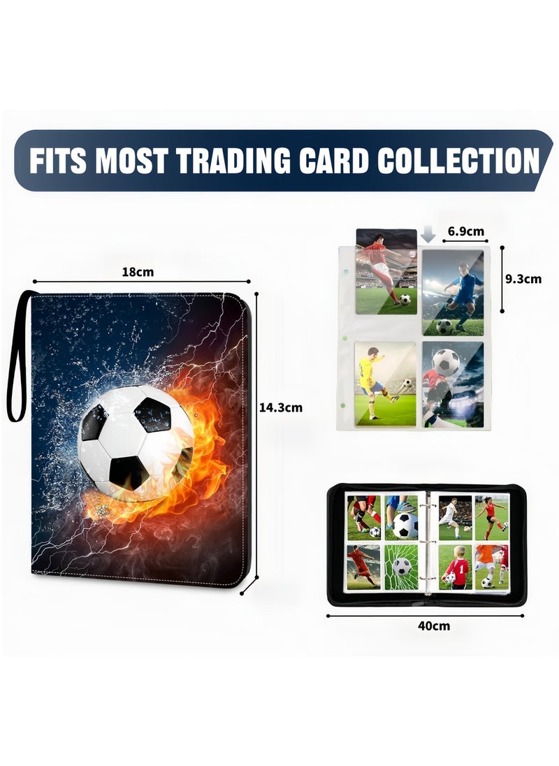 OHAHO Trading Card Binder with Sleeve 400 Pockets Soccer Card Binder Sports Cards Storage Organizer for Football Baseball or Game Trading Cards with 50 Removable Sleeves Cards Collector Album  - Image 2