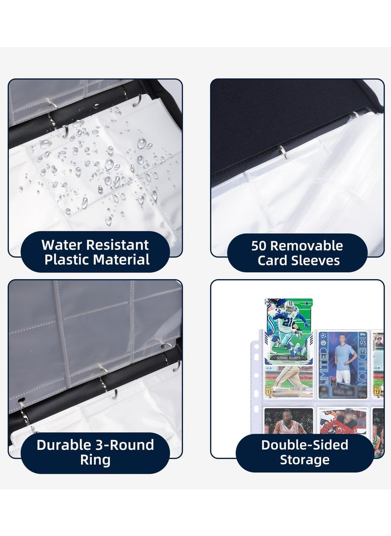 OHAHO Trading Card Binder with Sleeve 400 Pockets Soccer Card Binder Sports Cards Storage Organizer for Football Baseball or Game Trading Cards with 50 Removable Sleeves Cards Collector Album  - Image 4