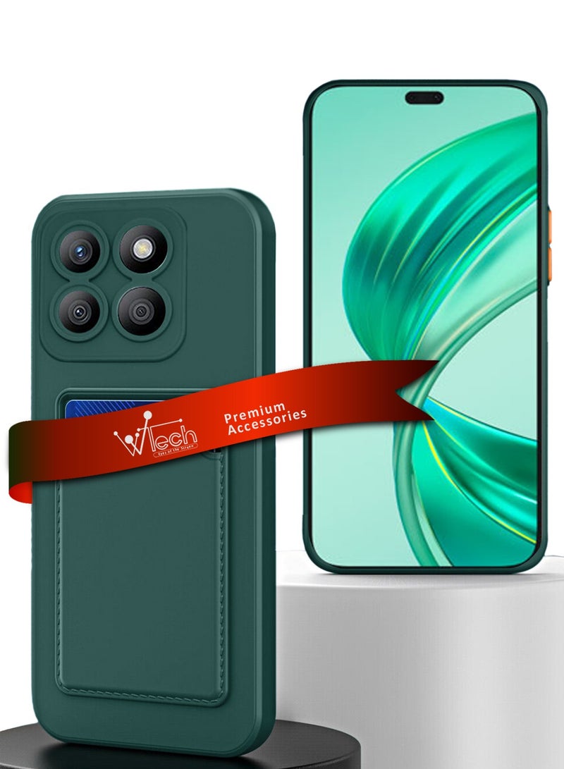 Silicone TPU With Card Holder Case Cover For Honor X8b 4G 2023 Dark Green