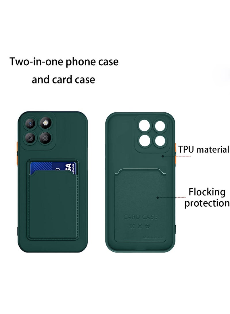 Silicone TPU With Card Holder Case Cover For Honor X8b 4G 2023 Dark Green