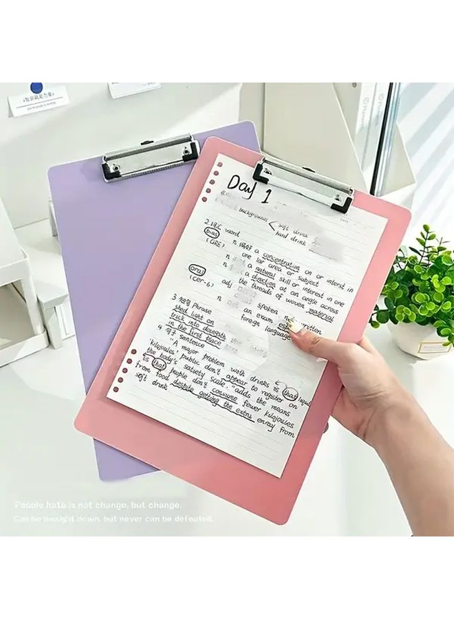 A4 Colorful Clipboard Memo Pad Set 9 Pack Purple Durable PP Metal Clip Office School - Image 3