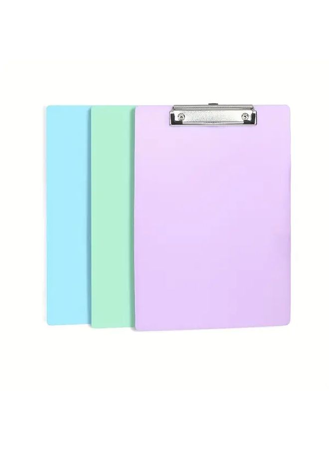 A4 Colorful Clipboard Memo Pad Set 9 Pack Purple Durable PP Metal Clip Office School - Image 1