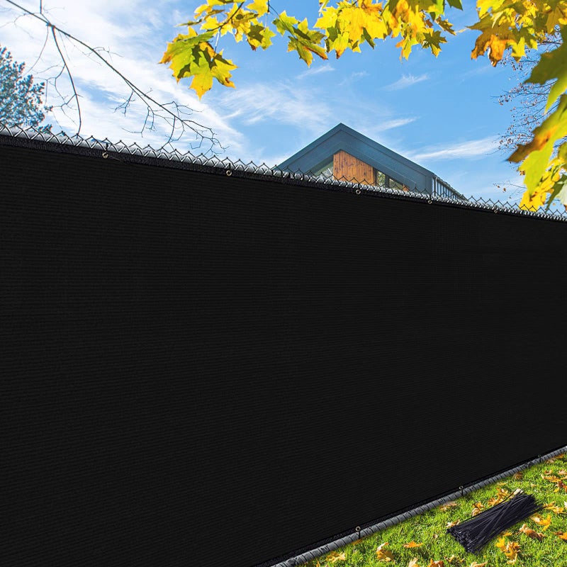 iCover 6x50ft Privacy Screen Fence, Outdoor Fencing Panels, Garden Windscreen Mesh Shade Sail Net Barrier, Include Reinforced Bindings and Brass Grommets Cable Zip Ties, Black - Image 1