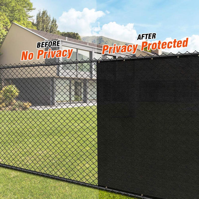 iCover 6x50ft Privacy Screen Fence, Outdoor Fencing Panels, Garden Windscreen Mesh Shade Sail Net Barrier, Include Reinforced Bindings and Brass Grommets Cable Zip Ties, Black - Image 2