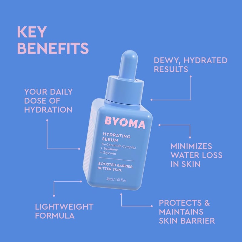 BYOMA Hydrating Serum - Moisturizing Facial Serum with Squalane, Glycerin & Ceramides - Hydrating for Glowing, Dewy Skin - 1.01 fl. oz - Image 3