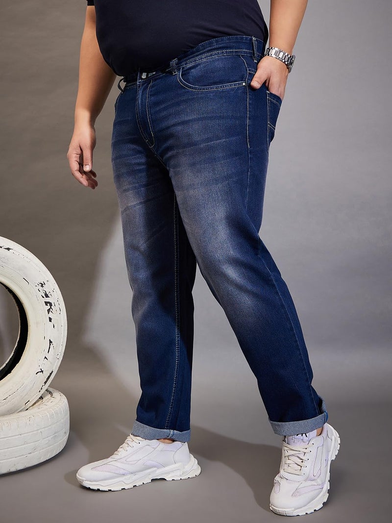 Bigbanana Plus Size Men's Regular Fit Washed Jeans (Malcolm,Blue,9XL) - Image 4