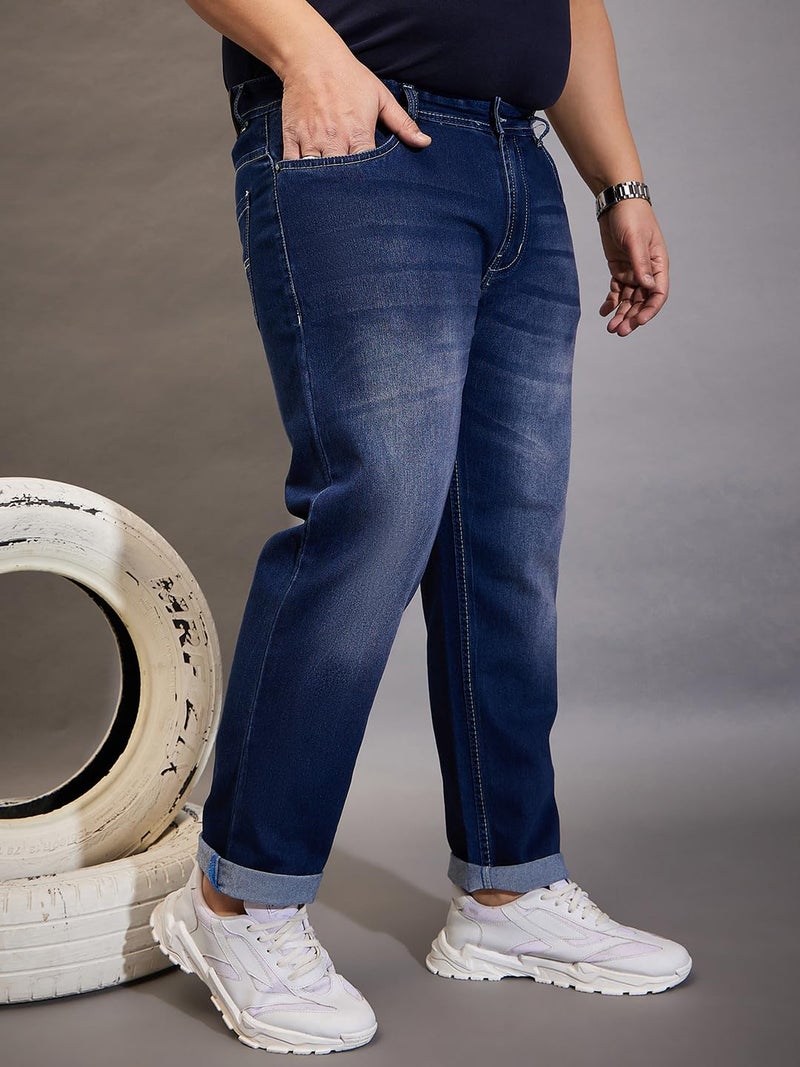 Bigbanana Plus Size Men's Regular Fit Washed Jeans (Malcolm,Blue,9XL) - Image 5