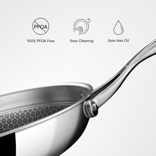 Stahl Artisan Hybrid 3 L, 28 cm Triply Frying Pan with Lid | Induction & Gas Stove Compatible | Honeycomb Non Stick Fry Pan, Metal Spoon Friendly - Image 5