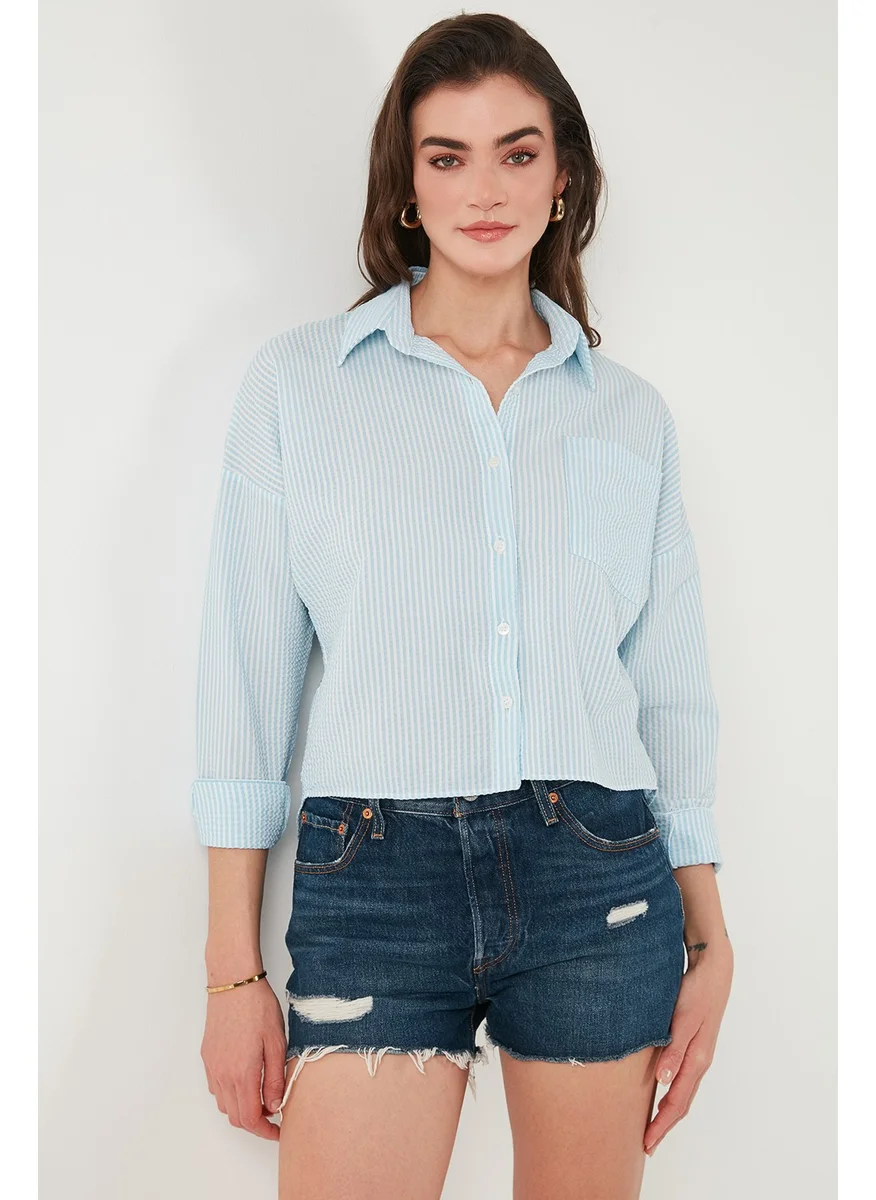 Lela Regular Fit Striped Chest Pocket Textured Shirt Women's Shirt 6772870