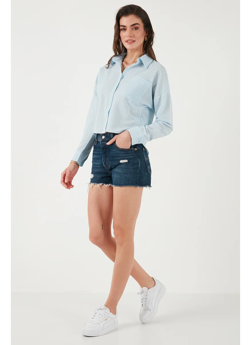 Lela Regular Fit Striped Chest Pocket Textured Shirt Women's Shirt 6772870