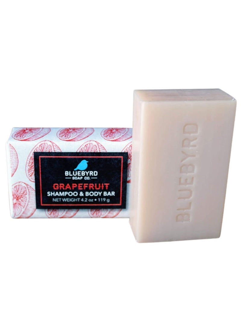 BLUEBYRD SOAP CO. Bluebyrd Soap Co Grapefruit Natural Shampoo Bar  Travel  EcoFriendly Solid Hair Wash Bar for All Hair Types Beard Shaving  Paraben Sulfate Alcohol  Plastic Free  Vegan 42oz GRAPEFRUIT 
