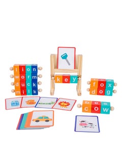 Furtey Educational rotating letters English spelling word building blocks kindergarten early education memory learning frame wooden toys  - Image 2