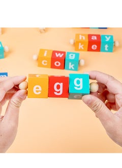 Furtey Educational rotating letters English spelling word building blocks kindergarten early education memory learning frame wooden toys  - Image 4