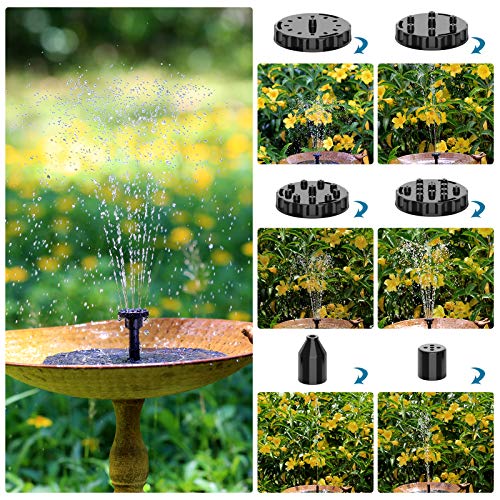 AISITIN Solar Fountain Pump 2.5W Bird Bath Fountain Solar Powered Water Fountain with 8 Nozzle & 4 Fixer, Solar Fountain Pump for Bird Bath, Garden, Pond, Pool - Image 3