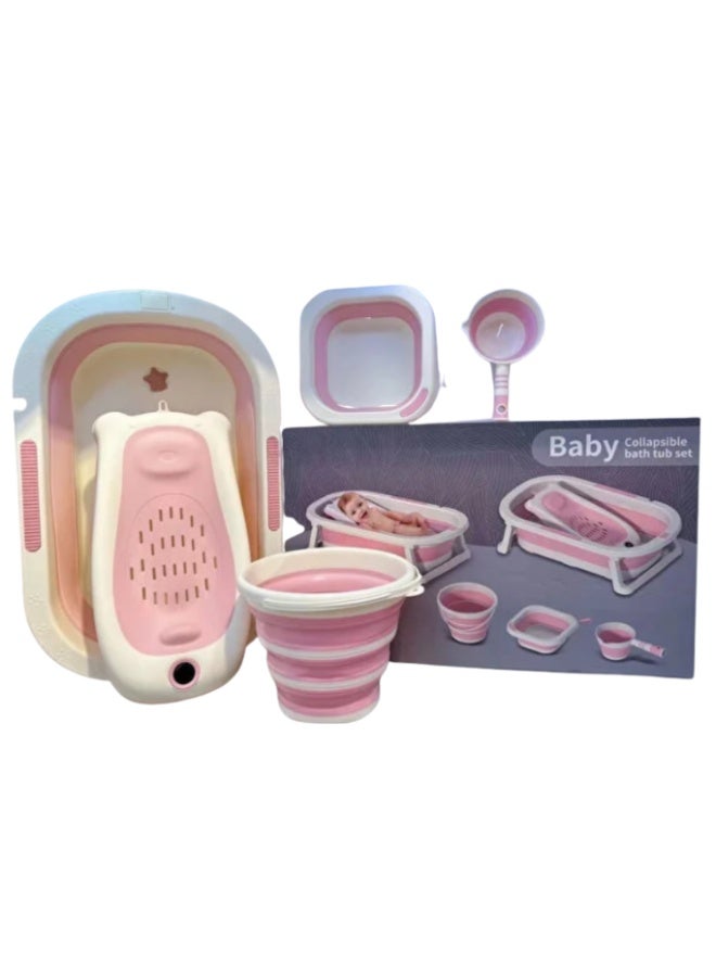 طقم حوض استحمام اطفال قابل للطي 5 قطع مع شاشة رقمية لقياس درجة حرارة الماء - Image 3