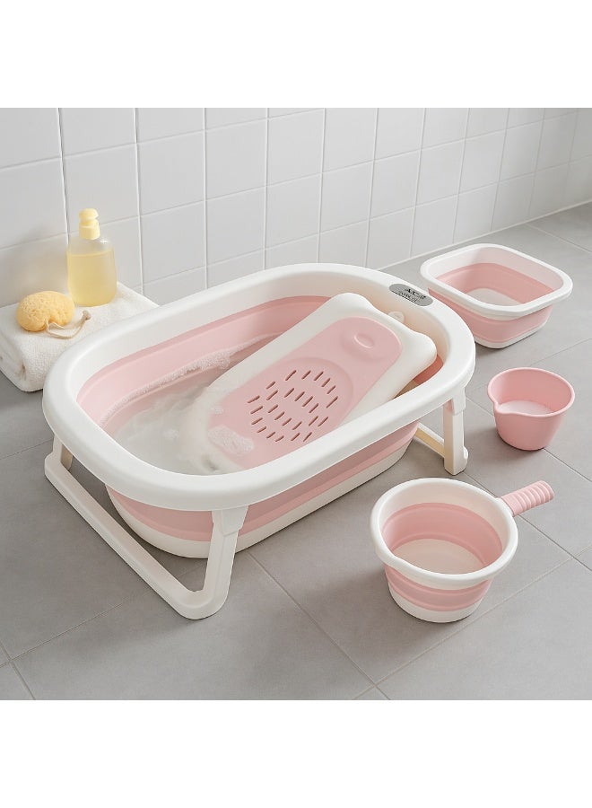 طقم حوض استحمام اطفال قابل للطي 5 قطع مع شاشة رقمية لقياس درجة حرارة الماء - Image 1