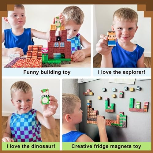 Soyee Magnetic Blocks - Build Mine Magnet World Kids Games Magnet Building Toys Kingdom & Lava World Adventure 1'' Magnetic Cubes STEM Toys Christmas Birthday Gifts for 3+ Years Old Boys Girls - Image 3