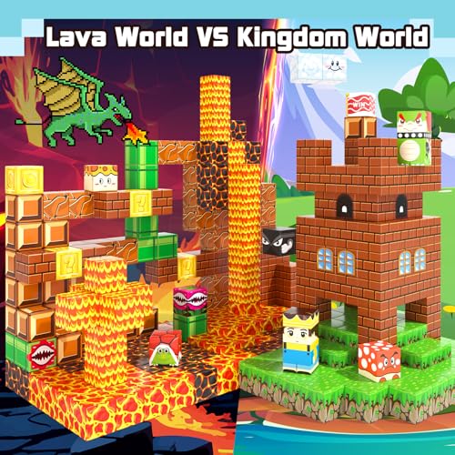 Soyee Magnetic Blocks - Build Mine Magnet World Kids Games Magnet Building Toys Kingdom & Lava World Adventure 1'' Magnetic Cubes STEM Toys Christmas Birthday Gifts for 3+ Years Old Boys Girls - Image 4