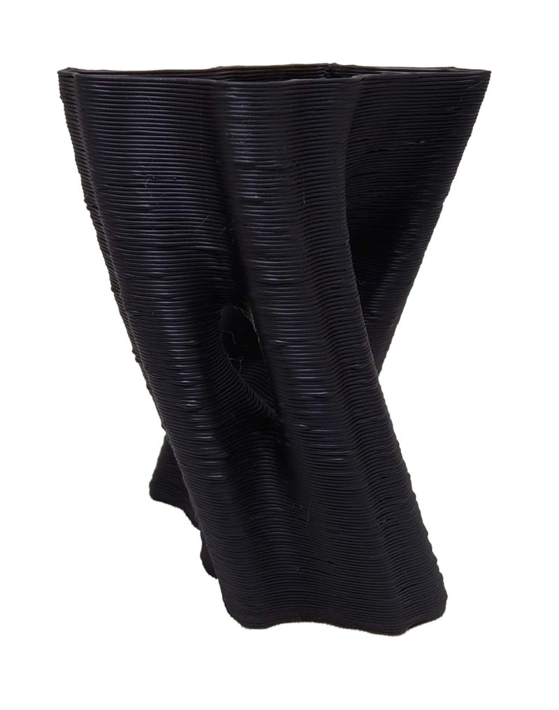CERO 3D Printed Flower Vase 17 (Black PLA Plastic) - Image 1