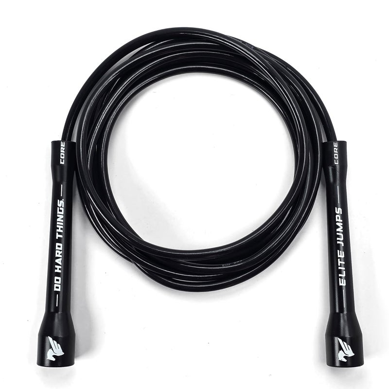 EliteSRS Elite Jumps 6mm PVC Jump Rope â€“ Adjustable All-Black Fitness Skipping Rope with Unbreakable Handles & Non-Kinking Cord â€“ Premium Workout Equipment for Men & Women - Image 1