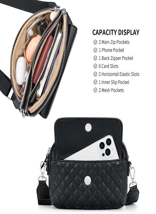 nuoku Small Crossbody Purse for Women, Double Zipper Crossbody Bags for Women Small Size with Phone Pocket (Black) - Image 4