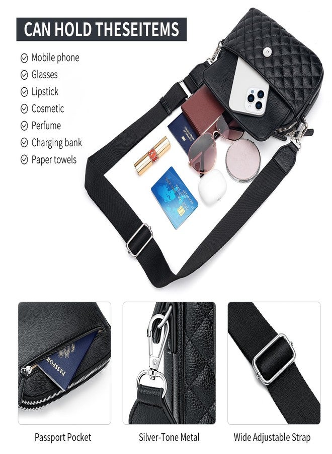 nuoku Small Crossbody Purse for Women, Double Zipper Crossbody Bags for Women Small Size with Phone Pocket (Black) - Image 5