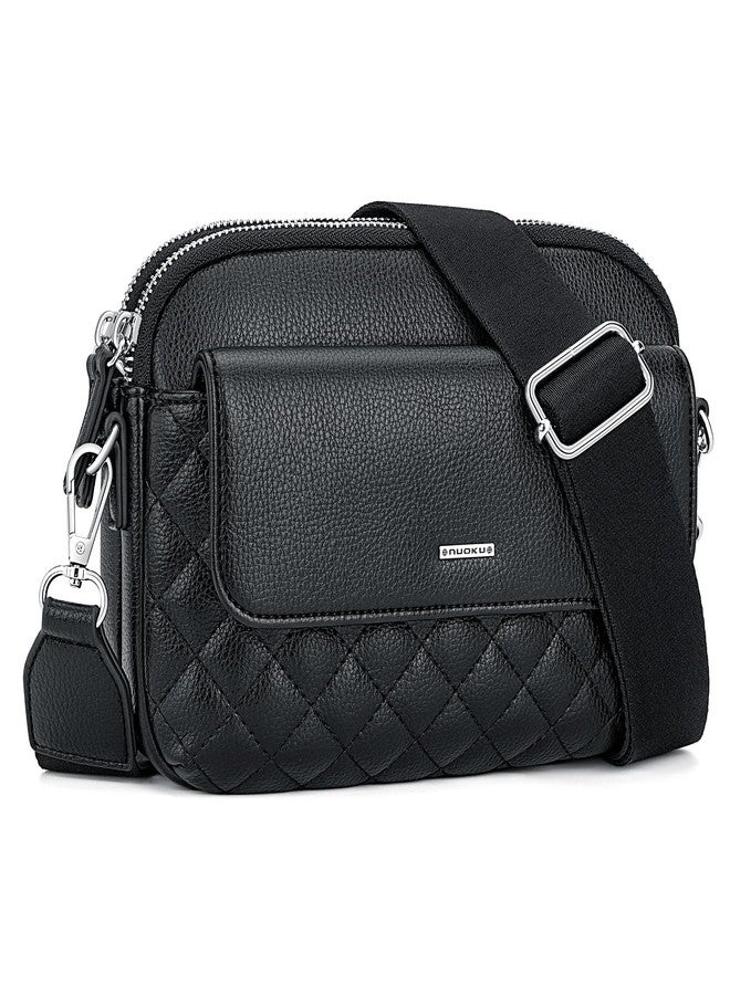 nuoku Small Crossbody Purse for Women, Double Zipper Crossbody Bags for Women Small Size with Phone Pocket (Black) - Image 1