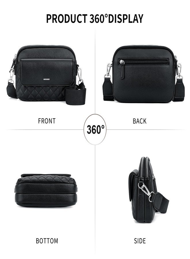 nuoku Small Crossbody Purse for Women, Double Zipper Crossbody Bags for Women Small Size with Phone Pocket (Black) - Image 3