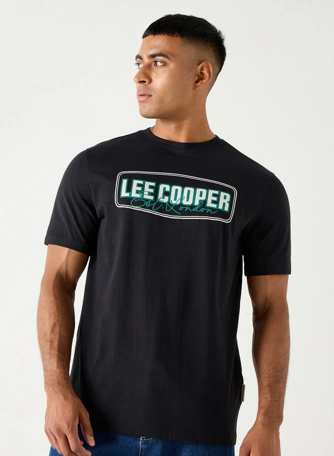 Lee Cooper Printed Crew Neck T-shirt with Short Sleeves