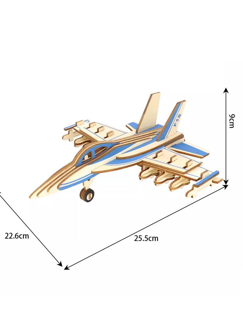 Wooden Puzzle 3D Model Military Building Blocks Assembly Toy Boy (F18 Fighter) - Image 2