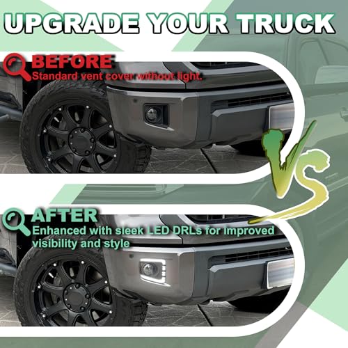 NEOXIST Front Bumper DRL Lights for 2014-2021 Toyota Tundra LED Fog Lamp Bezel Cover w/Daytime Running Light & Amber Turn Signals Side Markers Exterior Accessories - Image 3