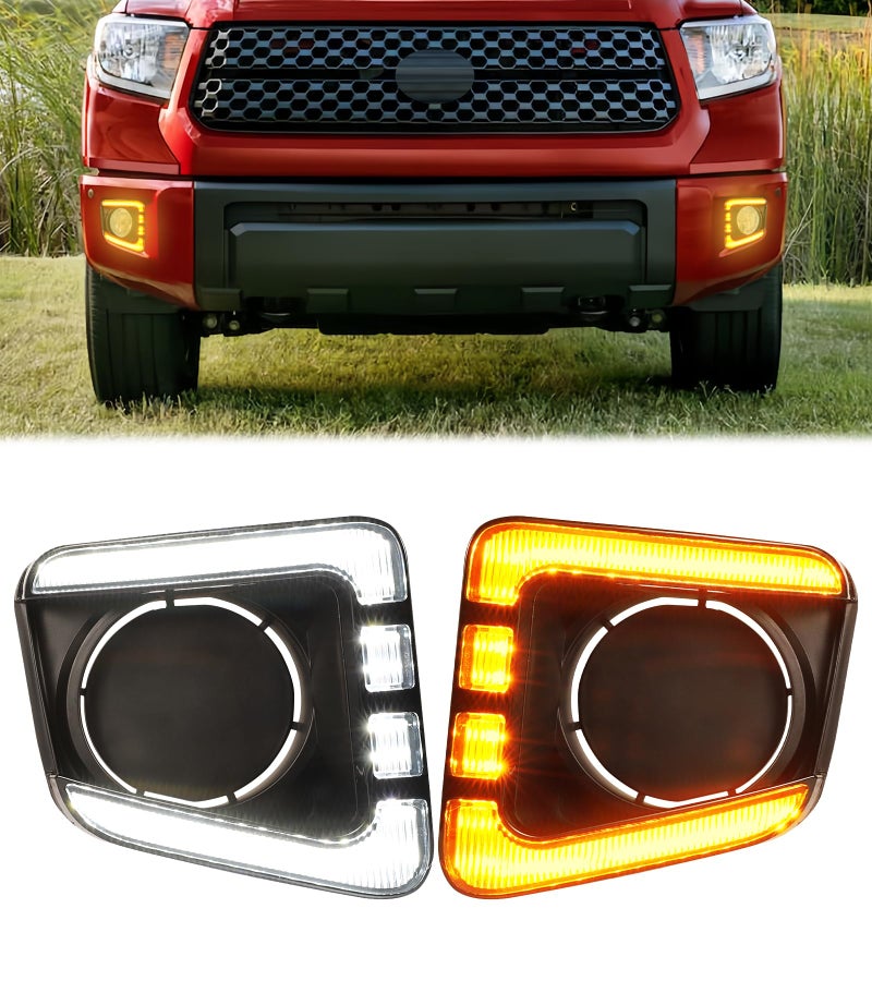 NEOXIST Front Bumper DRL Lights for 2014-2021 Toyota Tundra LED Fog Lamp Bezel Cover w/Daytime Running Light & Amber Turn Signals Side Markers Exterior Accessories - Image 1