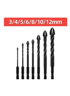Generic 7 Pieces Cross Hex Drill Bit Set For Concrete Porcelain Tile Glass Metal Professional Multifunction Drill Bits Kit Tools Carbide Drills  - Image 1