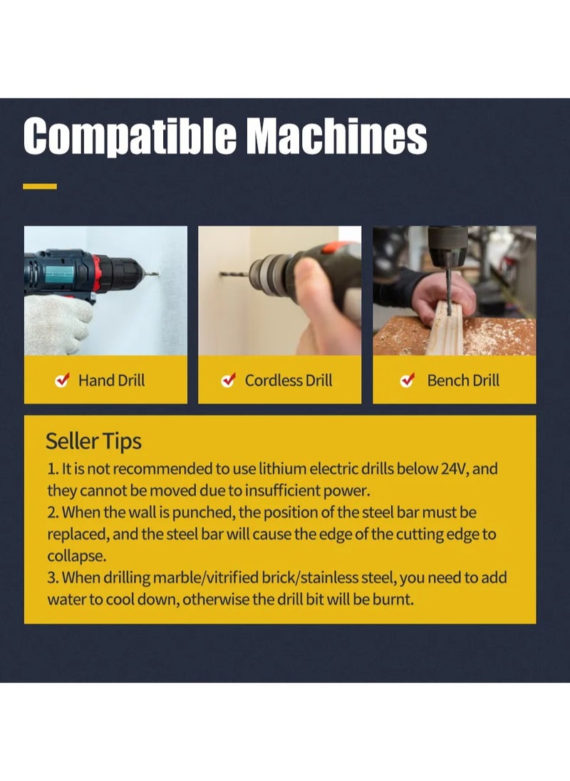7 Pieces Cross Hex Drill Bit Set For Concrete Porcelain Tile Glass Metal Professional Multifunction Drill Bits Kit Tools Carbide Drills