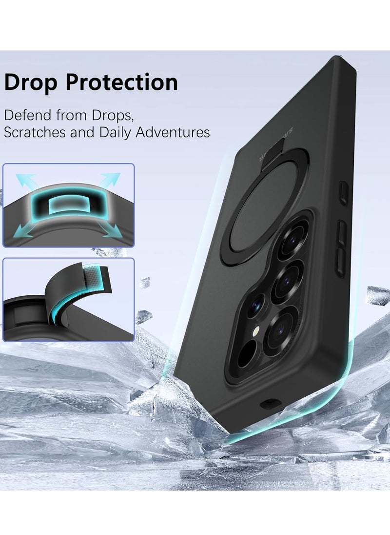 YoYoTech Magnetic KickStand for Samsung Galaxy S25 Ultra case [16FT Drop Protection] [Compatible with MagSafe] Slim Matte Finish S25 Ultra Cover 6.9' 2025-Black  - Image 4