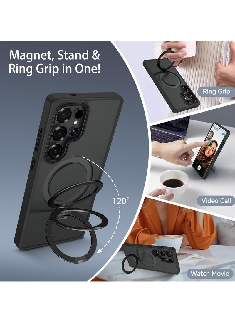 YoYoTech Magnetic KickStand for Samsung Galaxy S25 Ultra case [16FT Drop Protection] [Compatible with MagSafe] Slim Matte Finish S25 Ultra Cover 6.9' 2025-Black  - Image 2