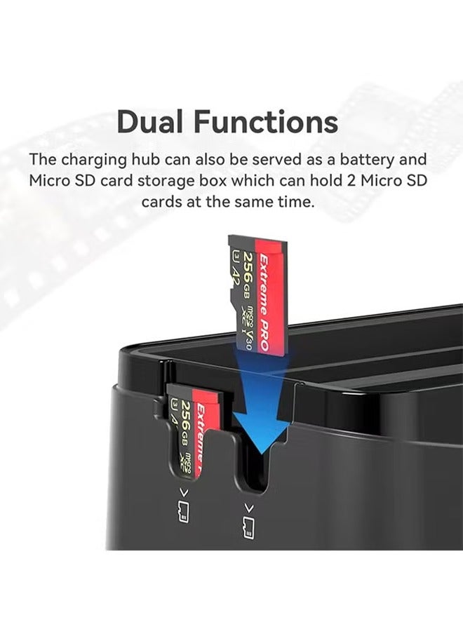 Triple Slot Charging Hub with SD Card Storage for Insta360 X5 Power Accessories - Image 3