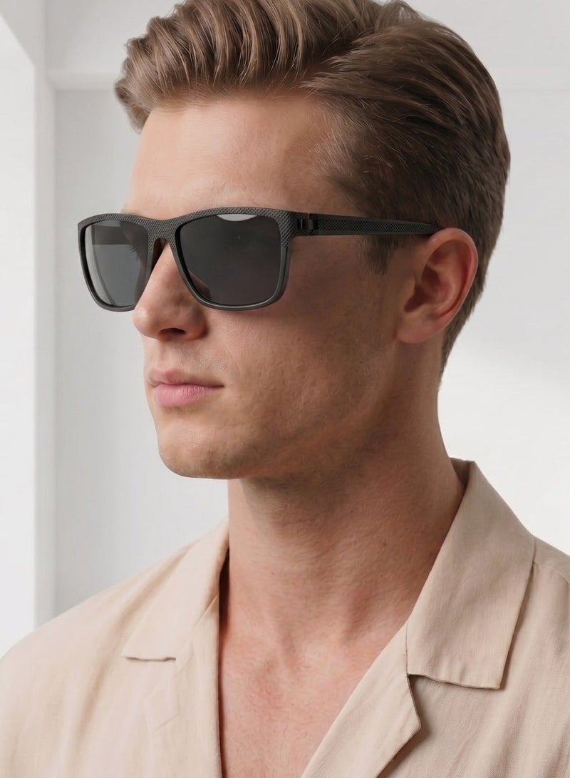 Polarized Sport Sunglasses Unisex, Carbon Texture Frame, UV400 Driving, Grey - Image 1
