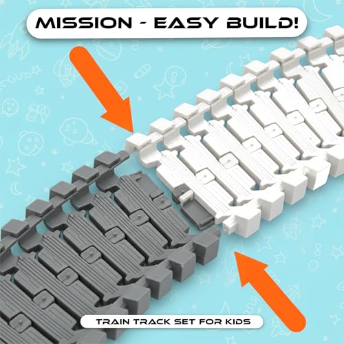SNAPTRON Space Race Track, Space Train Track Set, 143PCS DIY Flexible Tracks Toys for Boys 7-14 Years| Train Set for Kids with 1 Mini Star Projector, 1 Light Up Car & 2 Astronauts Toy for Kids - Image 4