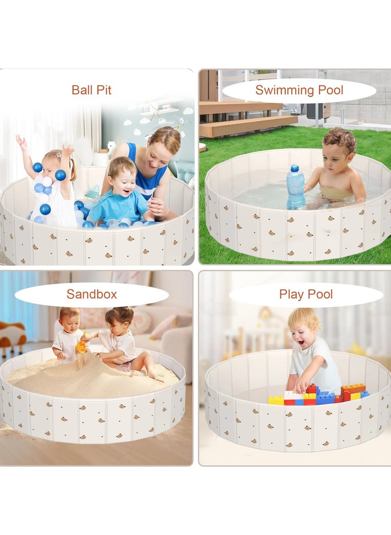VUCATIN Ball Pits for Toddlers, Foldable Kiddie Pool Dog Ball Pits Collapsible Baby Pool Dog Swimming Pool Portable Sandbox Kid Pool Indoor and Outdoor Game Without Balls (Bear 120*30cm Swimming Pool)  - Image 3