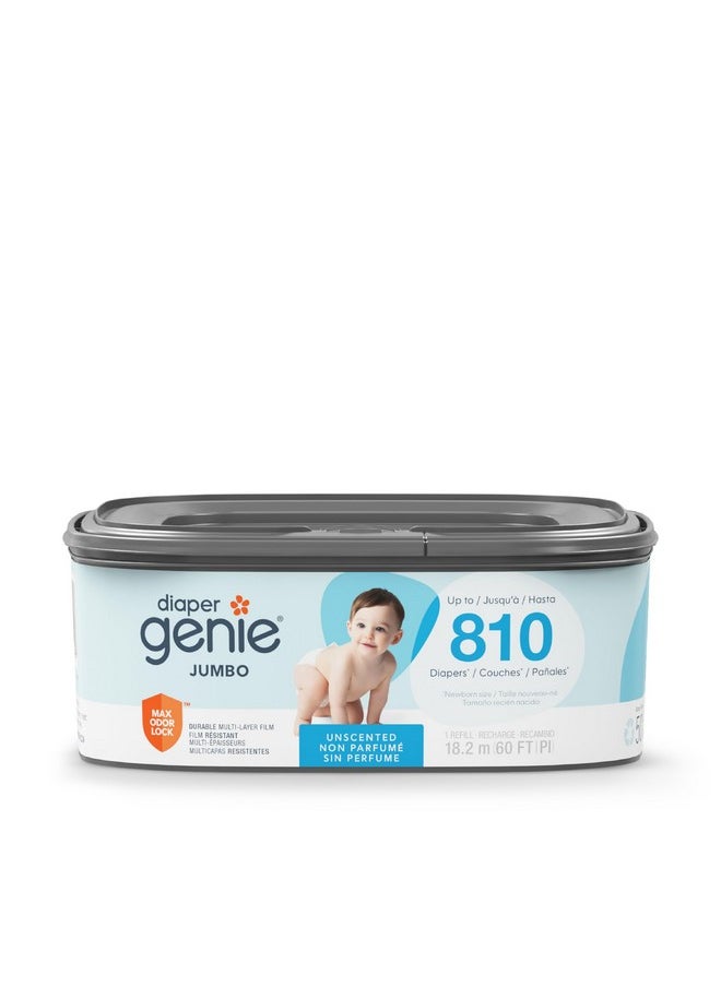 دايبر جيني يمكن لحفاضات Diaper Genie Jumbo Square Refill ذات الفيلم المستمر أن تستوعب ما يصل إلى 810 حفاضات بحجم حديثي الولادة لكل عبوة.  - Image 1