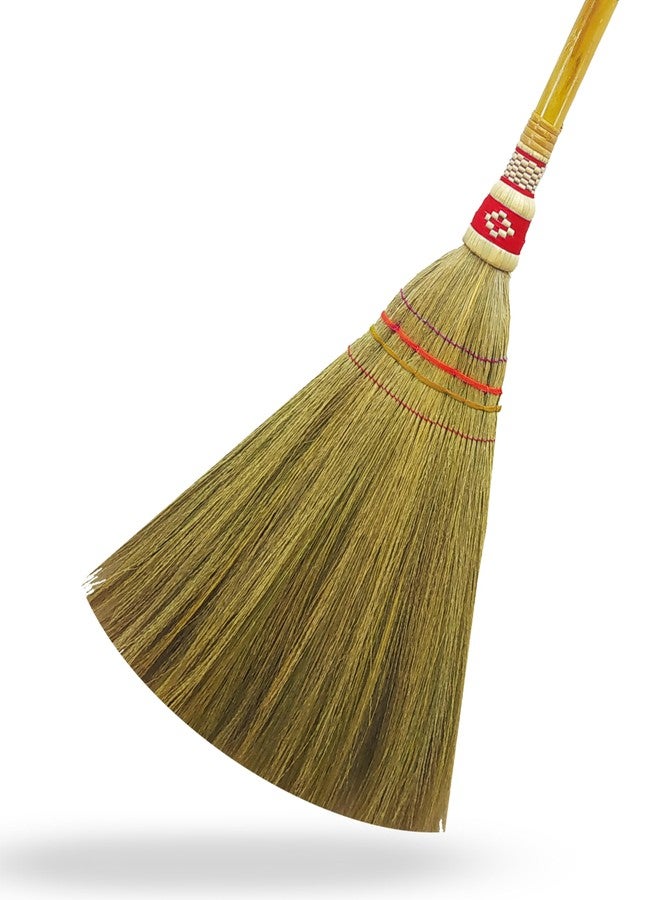 AW BROOMS Handmade Whisk Sweeping Broom 39 Inch- Asian Straw Soft Broom for Indoor or Outdoor Sweeping, Wedding, Decorative Broom - Natural Whisk Sweeping Hand Handle Broom - Image 1