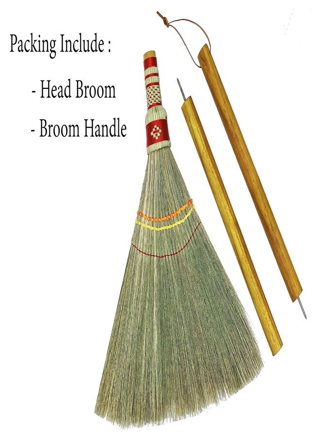 AW BROOMS Handmade Whisk Sweeping Broom 39 Inch- Asian Straw Soft Broom for Indoor or Outdoor Sweeping, Wedding, Decorative Broom - Natural Whisk Sweeping Hand Handle Broom - Image 3