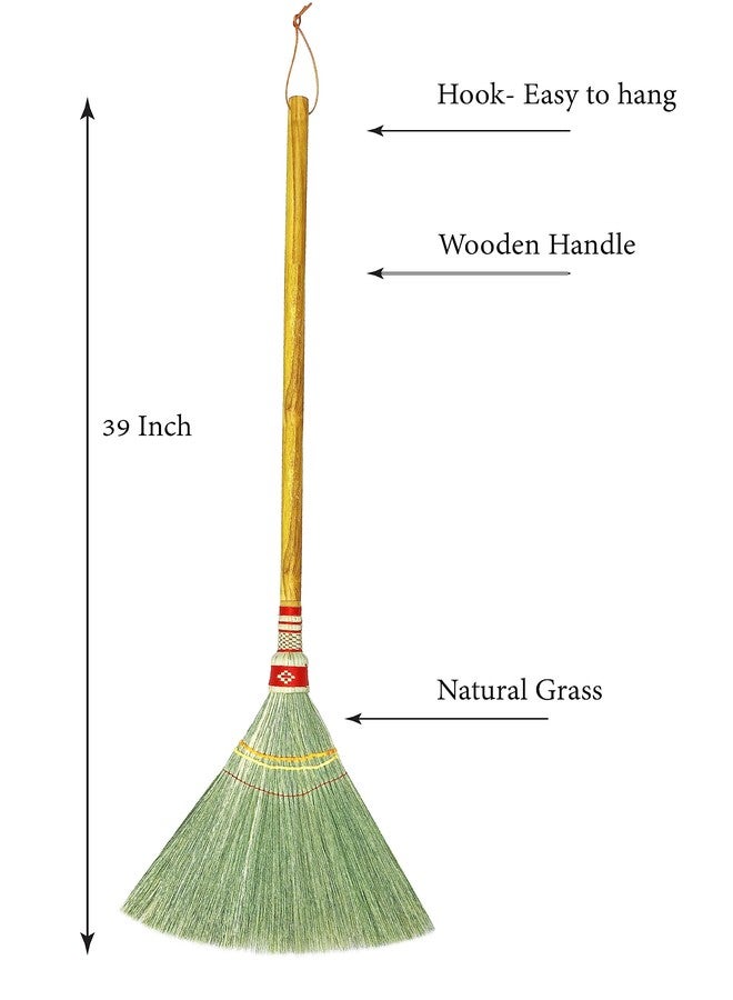 AW BROOMS Handmade Whisk Sweeping Broom 39 Inch- Asian Straw Soft Broom for Indoor or Outdoor Sweeping, Wedding, Decorative Broom - Natural Whisk Sweeping Hand Handle Broom - Image 2