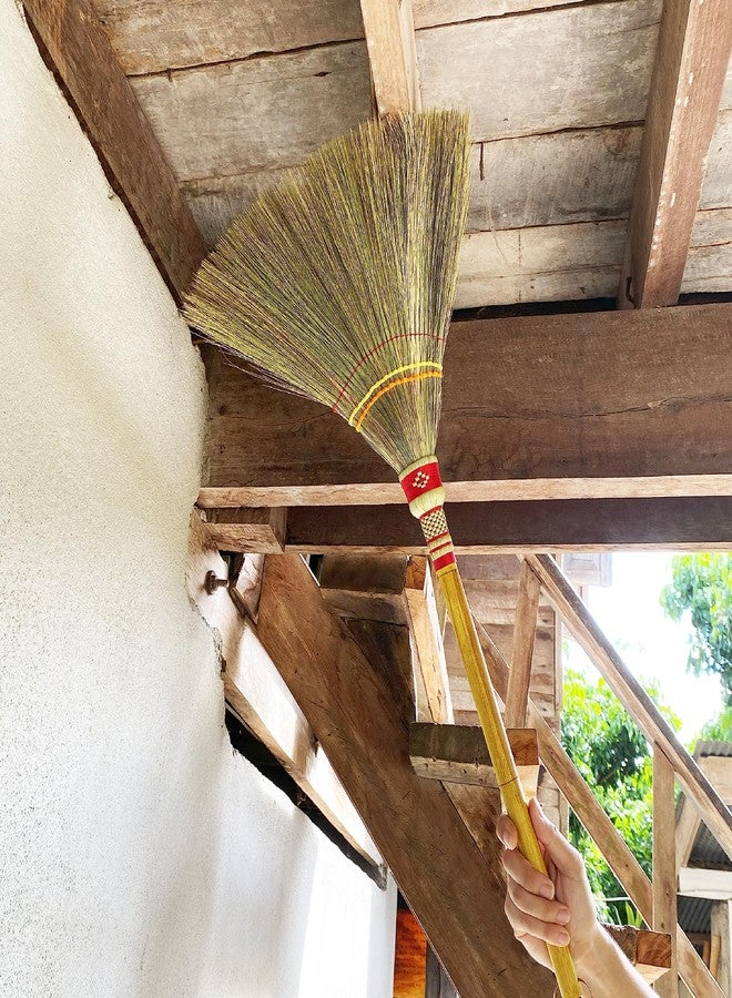 AW BROOMS Handmade Whisk Sweeping Broom 39 Inch- Asian Straw Soft Broom for Indoor or Outdoor Sweeping, Wedding, Decorative Broom - Natural Whisk Sweeping Hand Handle Broom - Image 5