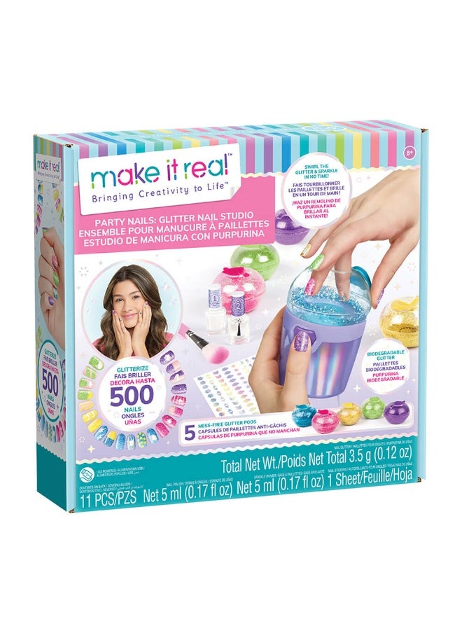 Make It Real Party Nails: Glitter Nails Studio Set (11 Pieces)  - Image 1