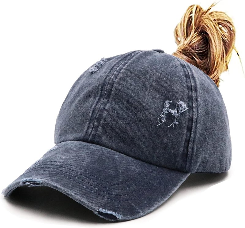 ProMindFun Womens Pony Hat High Ponytail Baseball Cap Girls Messy Bun Caps Camouflage Trucker Bad Hair Day Adjustable Dad Hat - Image 1