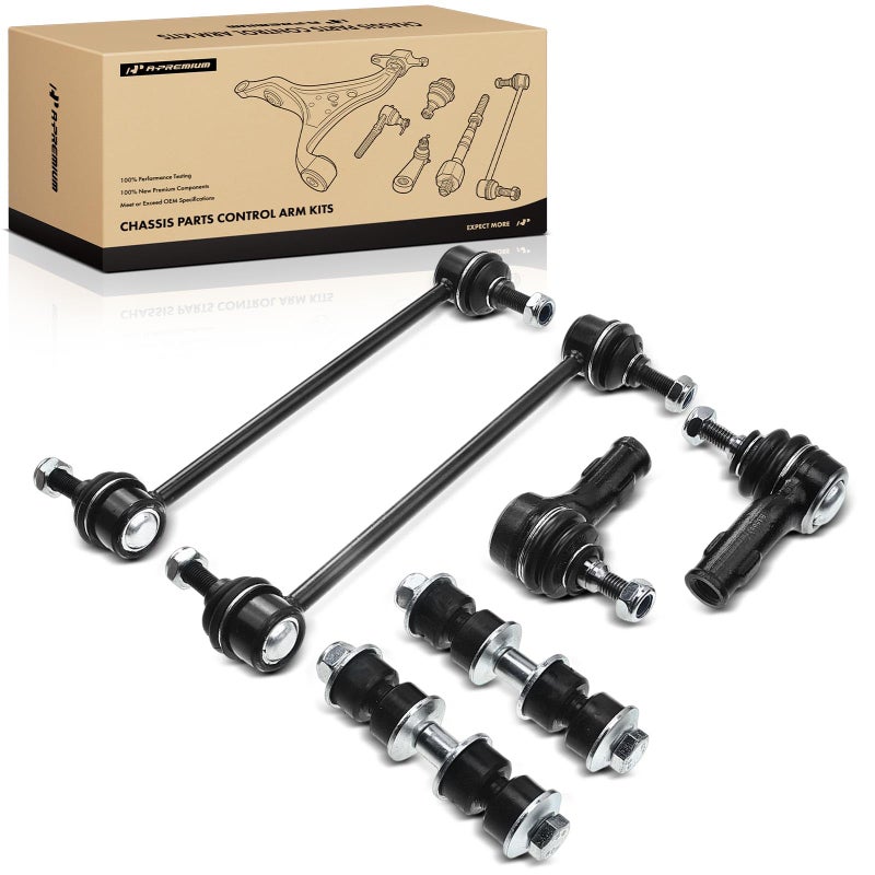 APremium Set of 6 Front and Rear Sway Bar Link Outer Tie Rod End Compatible with Ford Focus 20002006