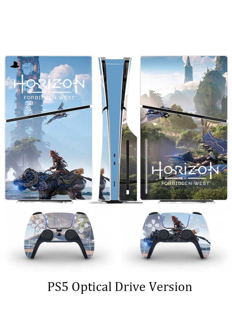 PS5 Slim Optical Drive Version Sticker, Sony PS5 Slim Console Controller Skins Set, Skin Wrap Decal Sticker PS5 Disk Edition, Protective Film Sticker for PS5 Slim Skin HORIZH , Vinyl Sticker Cover - Image 1